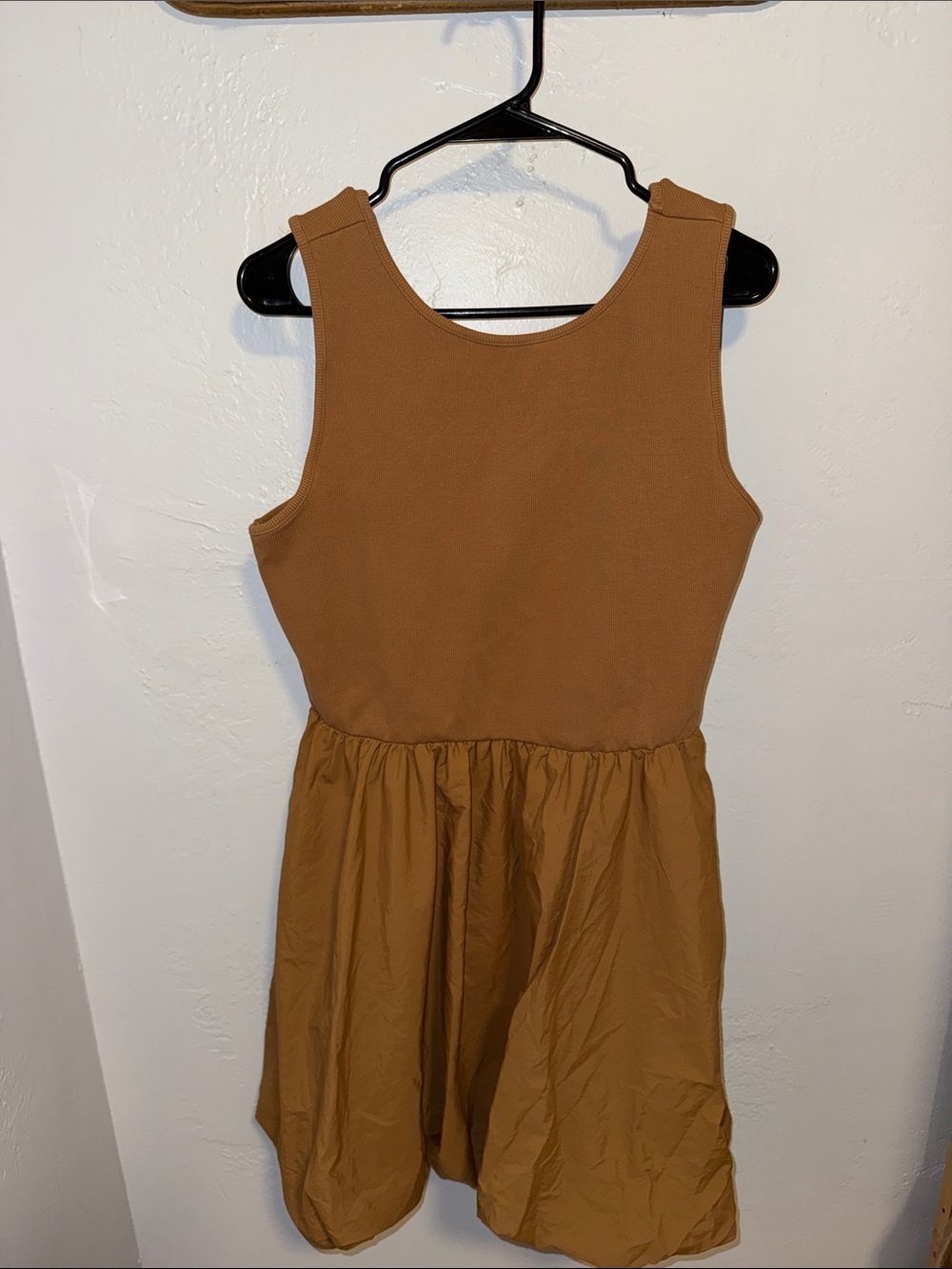 Steve Madden Ribbed Tank Dress in Warm Caramel